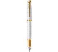 Parker Stylo plume IM Premium Perle, attributs dorés, plume fine, encre bleue – Coffret cadeau
