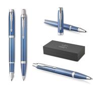 Parker IM Rituals Blue Stylo à bille et stylo roller avec gravure | Stylo de qualité supérieure | Coffret cadeau | Cadeau personnalisé | Anniversaire (bleu)