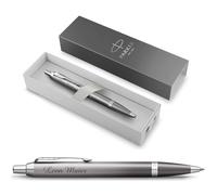 PARKER IM Rituals - Stylo à bille - Gris chromé - Avec gravure - De qualité supérieure - Boîte cadeau - Cadeau personnalisé - Anniversaire - Gris chromé