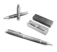 Parker IM Rituals Stylo roller gris chromé avec gravure | Stylo de qualité supérieure | Coffret cadeau | Cadeau personnalisé | Anniversaire (rollerball, gris chromé)