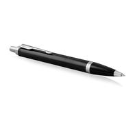 Parker Pens - Stylo bille IM - laque noire, détails chromés, pointe moyenne, encre bleue