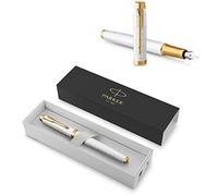 Parker IM Stylo plume de qualité supérieure avec gravure | Stylo de qualité supérieure | Boîte cadeau | Encre bleue | Cadeau personnalisé | Nom | Gravure | Stylo | Anniversaire (Pearl G.C)
