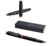 PARKER IM Vibrant Rings Stylo plume avec gravure | Stylo de qualité supérieure | Boîte cadeau | Pantrone bleue | Élégant | Cadeau personnalisé | Nom | Gravé | Anniversaire (Orange)