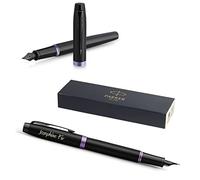 PARKER IM Vibrant Rings Stylo plume avec gravure | Stylo de qualité supérieure | Boîte cadeau | Pantrone bleue | Élégant | Cadeau personnalisé | Nom | gravé | Anniversaire (violet)
