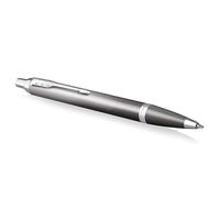 Parker IM Writing Rituals Stylo bille | Gris avec dégradé | Finitions chrome | Pointe moyenne | Encre bleue | Coffret cadeau