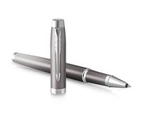 Parker IM Writing Rituals Stylo roller | Gris avec dégradé | Finitions chrome | Pointe fine | Encre noire | Coffret cadeau