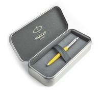 Parker Jotter Originals Coffret cadeau Stylo à bille jaune avec encre bleue dans un étui en métal de marque
