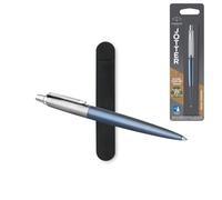 Parker Jotter - Stylo à bille, bleu Waterloo, pointe moyenne, encre bleue avec étui en velours