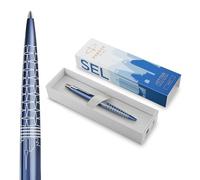 Parker - Stylo bille Jotter Séoul - Édition spéciale Bleu Séoul encre bleue 1 mm Finition chrome