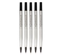 Parker Lot de 5 recharges d'encre Quink d'origine pour stylo roller - Pointe fine 0,5 mm - Encre noire