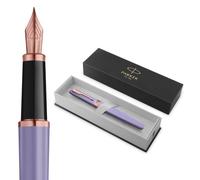 Parker Meridian Stylo plume | Laque lilas avec bordures or rose | Plume fine | Stylos pour l'écriture et Fournitures de papeterie | Encre bleue | Boîte cadeau de luxe