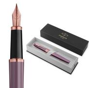 Parker Meridian Stylo plume | Laque violette avec des bordures or rose | Plume fine | Stylos pour l'écriture et Fournitures de papeterie | Encre bleue | Boîte cadeau de luxe