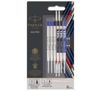 Parker Paquet de recharges Discovery pour stylo bille et gel : 3 recharges Quinkflow pour stylos à bille et 3 recharges Quink d’encre de gel | lot de 6