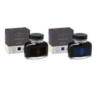 Parker Quink Flacon d'Encre Noire pour Stylo Plume 57 ml & Quink Flacon d'Encre Bleue pour Stylo Plume 57 ml