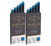 Parker Quink Lot de 2 packs de Cartouches d'encre indélébile pour Stylo plume, encre bleue (3016031PP)