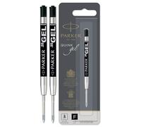 Parker Quink Lot de 2 recharges pour stylo à bille gel Pointe fine 0,5 mm Encre noire