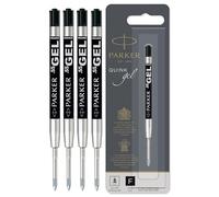 Parker Quink Lot de 4 recharges pour stylo à bille gel Pointe fine 0,5 mm Encre gel Noir