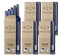 Parker Quink Lot de 5 cartouches d'encre pour grand format Noir/bleu