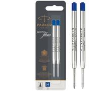 Parker Recharges pour stylo-bille QUINKflow, encre bleue, pointe moyenne, lot de 2