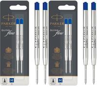Parker recharges pour stylo bille | pointe moyenne | encre bleue QUINKflow | lot de 4