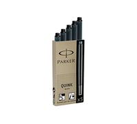 Parker Recharges d'encre Quink pour stylo-plume S0116200 - Cartouches longues encre noire Lot de 5