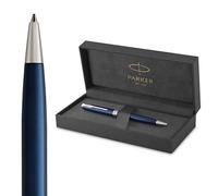 PARKER Sonnet stylo bille, Bleu Raffiné, attributs palladium, Recharge noire pointe moyenne, Coffret cadeau
