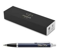 Parker Stylo à bille IM Core avec gravure,Stylo haut de gamme,Coffret cadeau,mine noire,cadeau personnalisé,noms,gravé,anniversaire,Anniversaire (Bleu Mat CC) 1 pièce (paquet de 1)