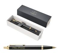 PARKER Stylo à bille IM Core avec gravure | Stylo haut de gamme | Coffret cadeau | mine noire | cadeau personnalisé | noms | gravé | anniversaire | Anniversaire (Laque Noire GC)