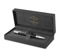 Parker stylo-bille Duofold Classique Noir et attributs palladium, pointe moyenne, encre noire