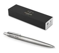 Parker Stylo Jotter Core recy vec gravure - Coffret cadeau - Mine bleue - Cadeau personnalisé - Nom, anniversaire (acier inoxydable C.C) 1 unité (Lot de 1)