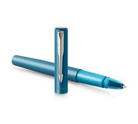 Parker stylo roller Vector XL - Laque turquoise métallisée sur laiton - Pointe fine avec recharge d’encre noire - Étui cadeau