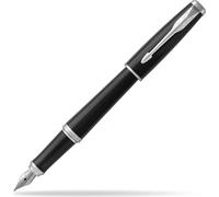 Parker Urban, Noir, Recharges, Bleu, Aluminium, Laiton, Chrome, Pointe ronde, Acier inoxydable
