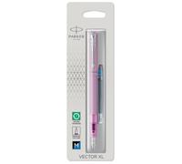 PARKER VECTOR XL stylo plume, laque lilas métallisée sur laiton, plume moyenne, cartouche d'encre bleue, blister