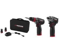 PARKSIDE PERFORMANCE® Set de démarrage perceuse-visseuse 12V et visseuse à choc 12V (avec batterie et chargeur) PBSPA 12 E4 / PDSSAP 12 B1
