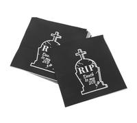 Parliky 20 Pièces Serviettes à Cocktail Noires en Papier, Tombstone,