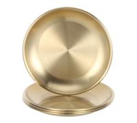 Parliky 4 Pièces Plateau Porte-Bougie Rond en Acier Inoxydable, Doré | Plateau de Comptoir, Surface Lisse et Résistante à Corrosion, pour Table Basse et Petits Accessoires
