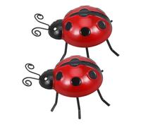 Parliky Décoration Extérieure en Métal Rouge 2pcs Décorations de Jardin Simulées à Bon Dieu Crochet en Fer pour Portail et Porte Murale