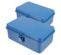 Parliky Fer Boîte à Outils Grosse Capacité 2 Pièces, Bleu | Rangement Portable, Séparation à Plusieurs Niveaux, Étanche, pour Réparations en Voyage et Usage Domestique
