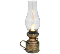 Parliky Lanterne à pétrole Imitation Vintage Or, Lampe Vintage électrique à lumière vacillante réaliste, cuivre et PVC réutilisable, décoration de Table intérieure pour Le Nouvel an
