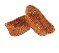 Parliky Lot de 2 Paniers Tressés en Plastique Imitation Rotin, Forme, pour Fruits et Légumes, Panier de Rangement Multifonctionnel sans Couvercle, Cuisine et Maison, Réutilisable