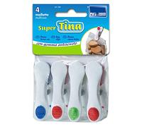 PARODI & PARODI - SuperTina Lot de 4 Pinces à Linge en Plastique résistant pour Fermer Les sachets de Biscuits et de pâtes, Multicolore