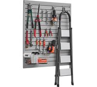 Paroi à outils 1230x1235x20mm PVC Gris - Paroi à lamelles de garage pour l'ordre - capacité de charge 136kg par panneau - Organisateur d'atelier idéal