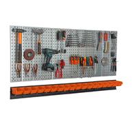 Paroi à outils 156x72 cm Système de stockage en métal avec supports d'outils Crochets à outils 18 boîtes empilables orange Garage Planche à trous atelier Planche à fiches outils électriques Paroi à tr