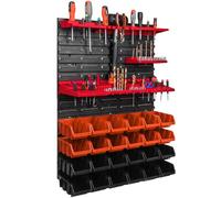 Paroi à outils 57 x 78 cm 24 boîtes empilables en plastique