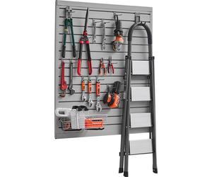 Paroi à outils VEVOR 1230 x 1235 x 20 mm, panneaux de revêtement de garage en PVC, organisateur mural gris, 136 kg par panneau, convient pour le stockage et la présentation