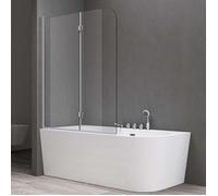 doporro Paroi de Baignoire 120x140cm Pare Baignoire 2 Volets Montage Réversible Verre Trempé Transparent 6mm Cortona1408