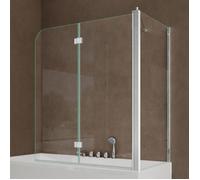doporro Paroi de Baignoire 70x120x140cm Pare Baignoire Fixe Plus 2 Volets Montage Réversible Verre Trempé Transparent 6mm Cortona113
