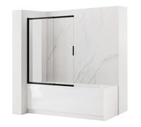 Paroi De Baignoire Rea Dario 120, Noir, Verre, 0,6X120X140Cm