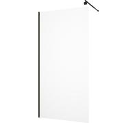 Paroi de Douche 100x200cm Verre Transparent - Barre de Fixation Extensible et Profil Noir