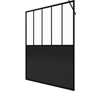 Paroi de douche 140x200 cm type Verriere - Verre trempe et Structure aluminium noir mat